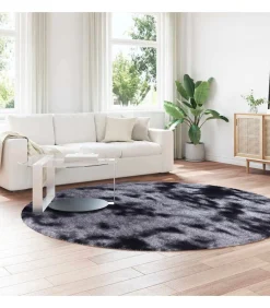 New Hoogpolig vloerkleed NAVARRA 240x240 cm polyester donkergrijs Tapijten