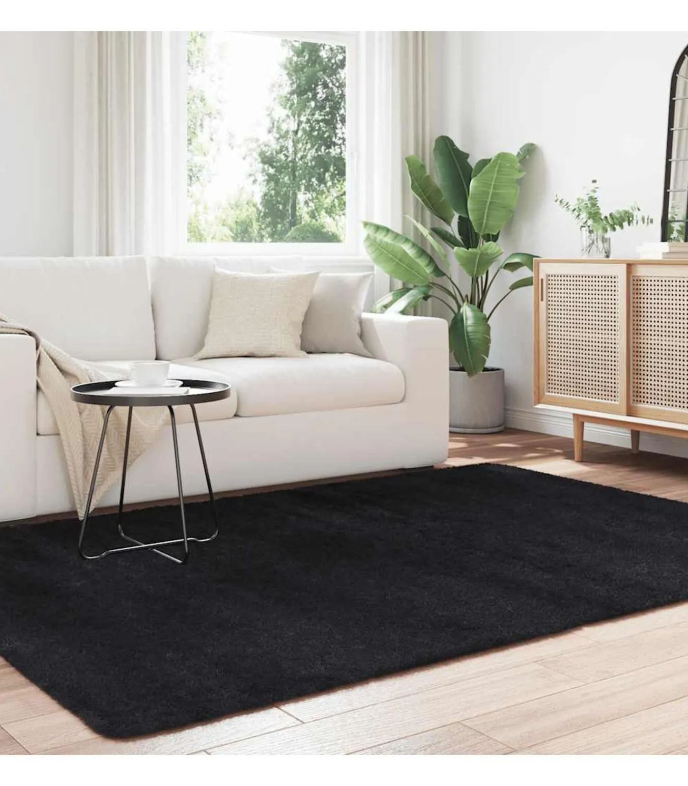 Discount Hoogpolig vloerkleed NAVARRA 160x230 cm polyester zwart Tapijten