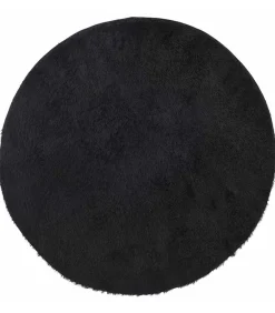 Hoogpolig vloerkleed NAVARRA 240x240 cm polyester zwart Tapijten