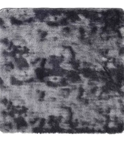 Clearance Hoogpolig vloerkleed NAVARRA 240x240 cm polyester donkergrijs Tapijten