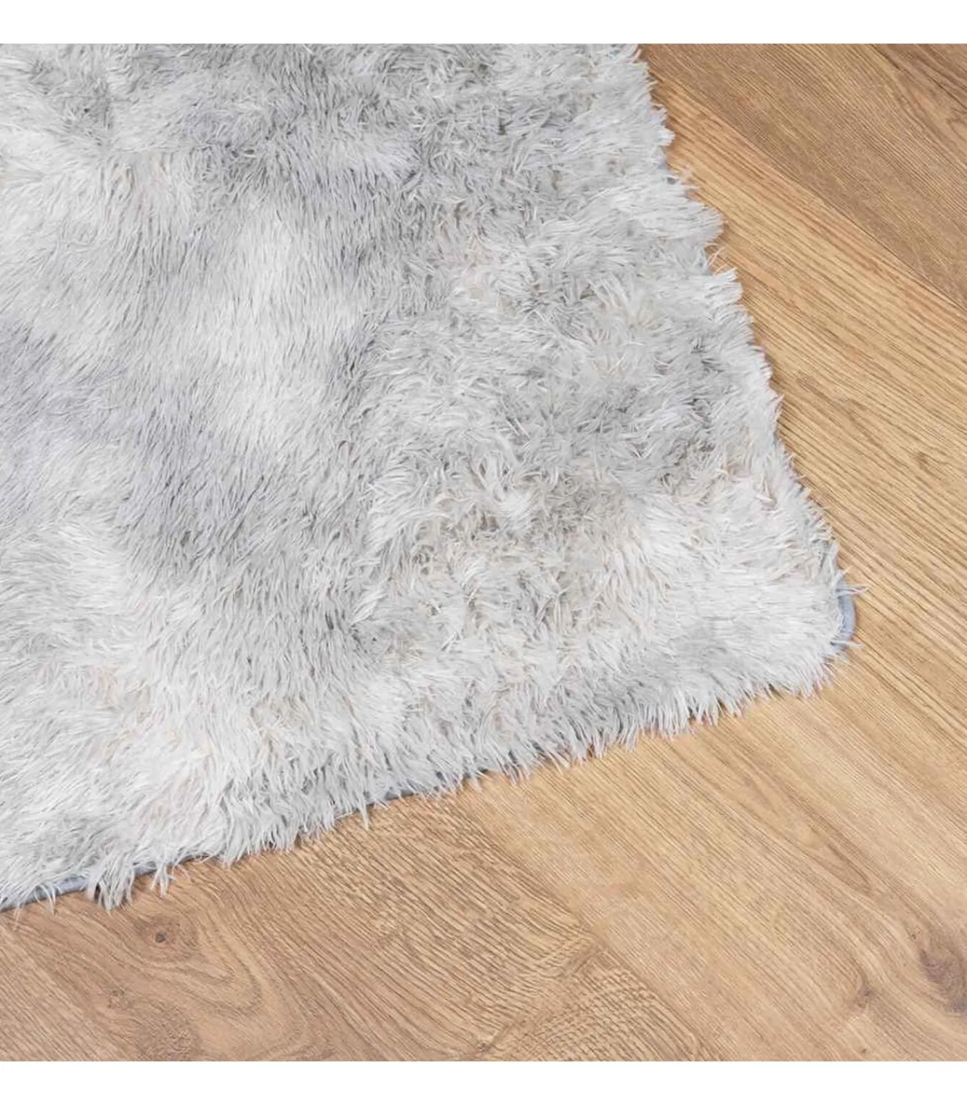 Outlet Hoogpolig vloerkleed NAVARRA 200x200 cm polyester zilvergrijs Tapijten