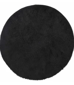 Hot Hoogpolig vloerkleed NAVARRA 200x200 cm polyester zwart Tapijten