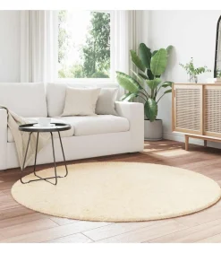 Online Hoogpolig vloerkleed NAVARRA 160x160 cm polyester crèmekleurig Tapijten