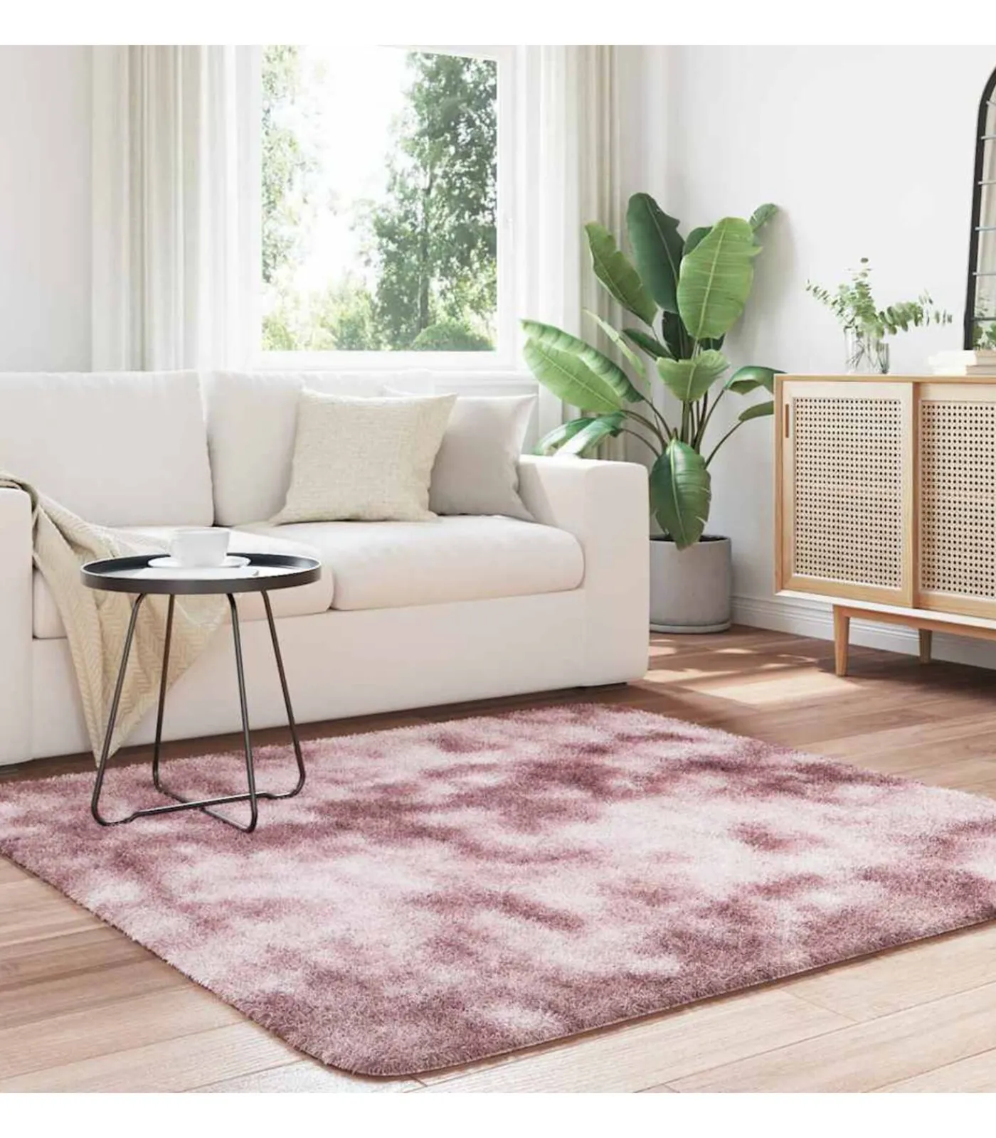 Hot Hoogpolig vloerkleed NAVARRA 160x160 cm polyester stoffig roze Tapijten