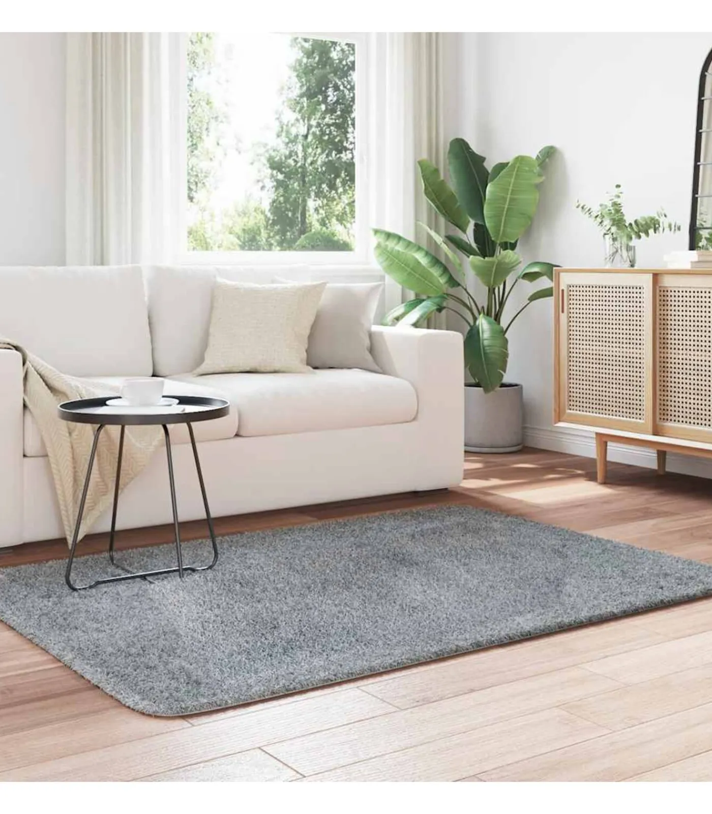 Sale Hoogpolig vloerkleed NAVARRA 120x170 cm polyester lichtgrijs Tapijten