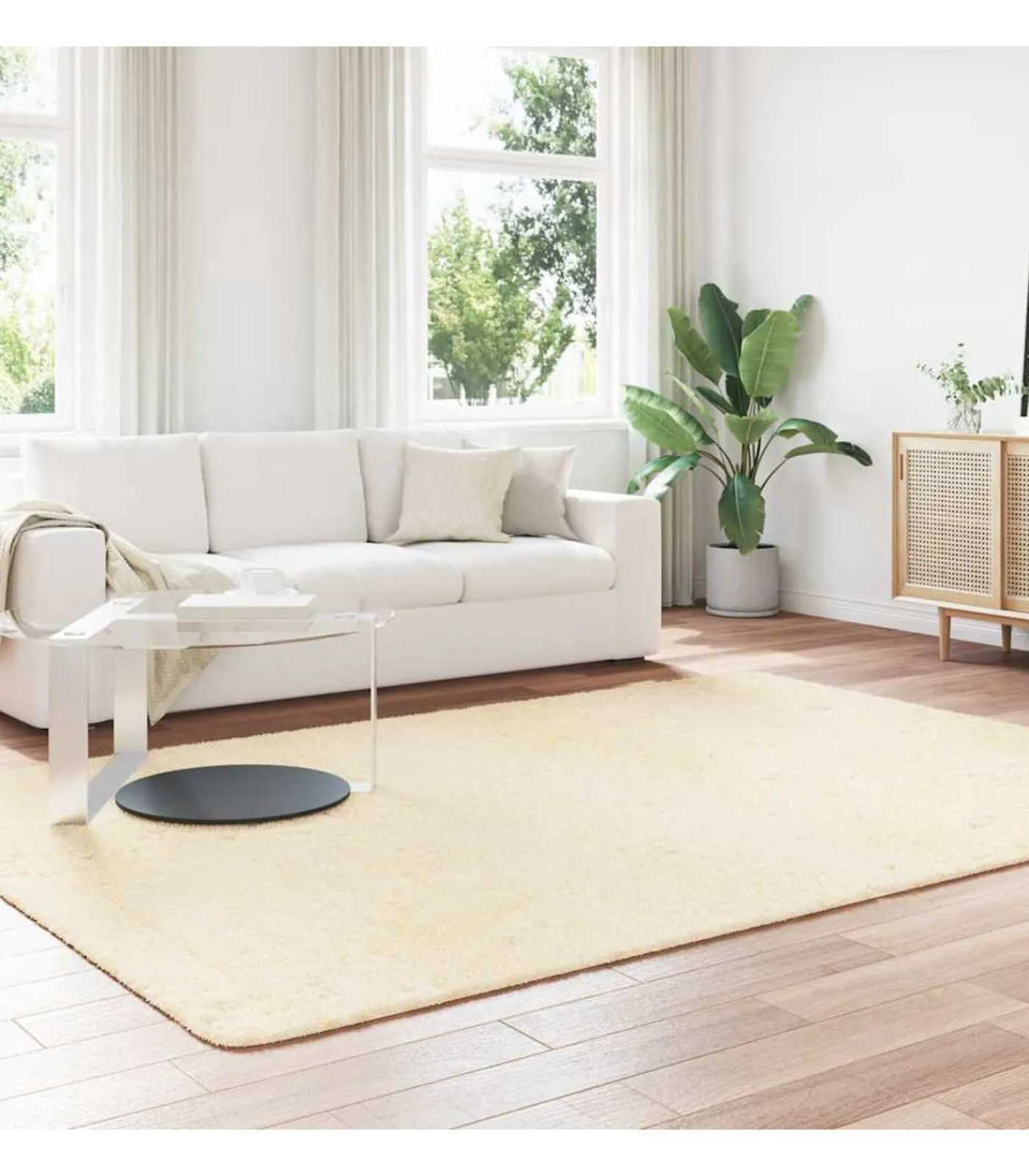 Online Hoogpolig vloerkleed NAVARRA 200x290 cm polyester crèmekleurig Tapijten