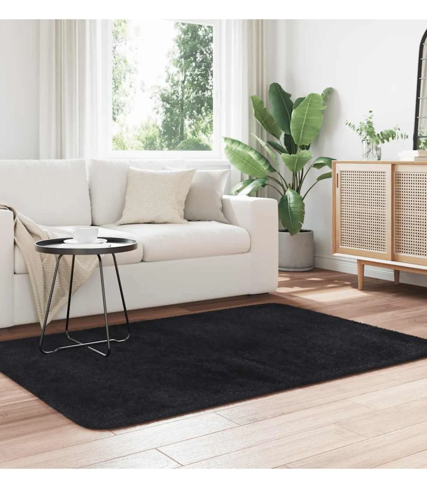 New Hoogpolig vloerkleed NAVARRA 120x170 cm polyester zwart Tapijten