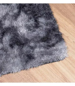 Clearance Hoogpolig vloerkleed NAVARRA 200x290 cm polyester donkergrijs Tapijten