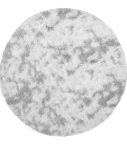 Outlet Hoogpolig vloerkleed NAVARRA 100x100 cm polyester zilvergrijs Tapijten