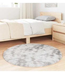 Outlet Hoogpolig vloerkleed NAVARRA 100x100 cm polyester zilvergrijs Tapijten