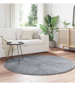 Hoogpolig vloerkleed NAVARRA 160x160 cm polyester lichtgrijs Tapijten