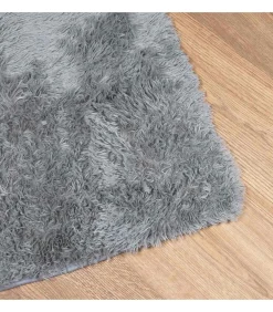 Best Hoogpolig vloerkleed NAVARRA 120x120 cm polyester lichtgrijs Tapijten