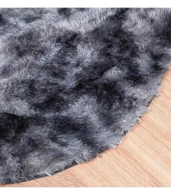 Outlet Hoogpolig vloerkleed NAVARRA 100x100 cm polyester donkergrijs Tapijten