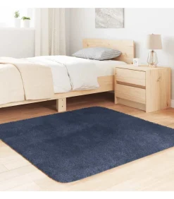 Discount Hoogpolig vloerkleed NAVARRA 120x120 cm polyester marineblauw Tapijten