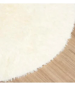 Clearance Hoogpolig vloerkleed NAVARRA 100x100 cm polyester crèmekleurig Tapijten