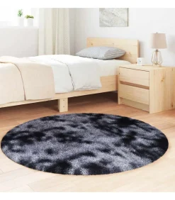 Discount Hoogpolig vloerkleed NAVARRA 120x120 cm polyester donkergrijs Tapijten