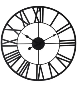 H&S Collection Wandklok Romeinse cijfers zwart Klokken