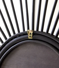 Discount Isidore - Zwarte rotan spiegel 80 cm Spiegels