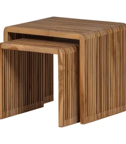 Outlet Jasmijn Bijzettafels - Recycled Teak - Naturel - Set van 2 Tafels