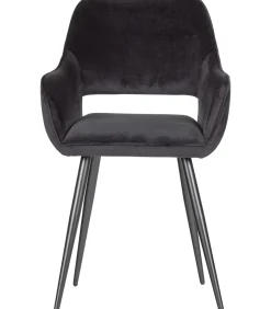 Discount Jelle Eetkamerstoelen - Velvet - Zwart - Set van 6 Stoelen