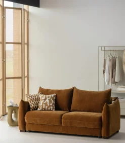 Hot Jonne 3-Zits Slaapbank - Chennile - Bruin - 92x233x105 Zetels