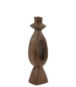 Discount Kandelaar Django - Donkerbruin - 13x13x43cm Kaarsen & Kaarshouders