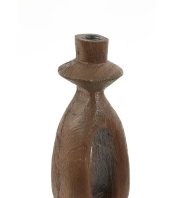 Discount Kandelaar Django - Donkerbruin - 13x13x43cm Kaarsen & Kaarshouders