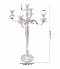 New Kandelaar Zilver 39 x 39 x 60 cm Aluminium Kaarsen & Kaarshouders