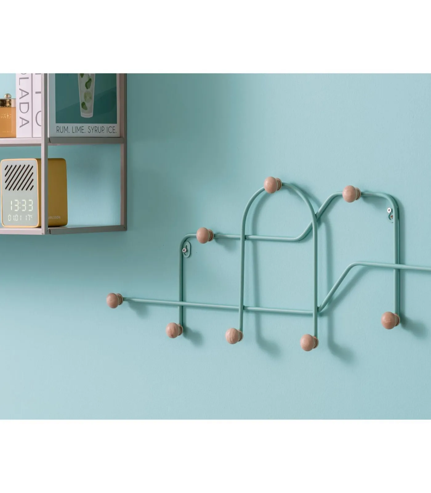 Sale Kapstok Mace - Turqouise - 71x4x27cm Organiseren