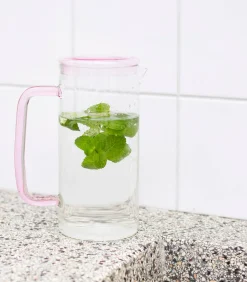 Clearance Karaf 120cl met deksel roze Cruse Glazen & Karaffen