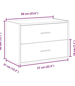 New Kast met 2 lades 60x31x40 cm bewerkt hout zwart eikenkleurig Meubels
