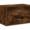 Clearance Kast met 2 lades 60x31x40 cm bewerkt hout gerookt eikenkleurig Meubels
