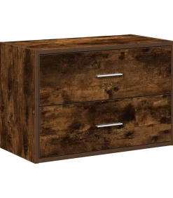 Clearance Kast met 2 lades 60x31x40 cm bewerkt hout gerookt eikenkleurig Meubels