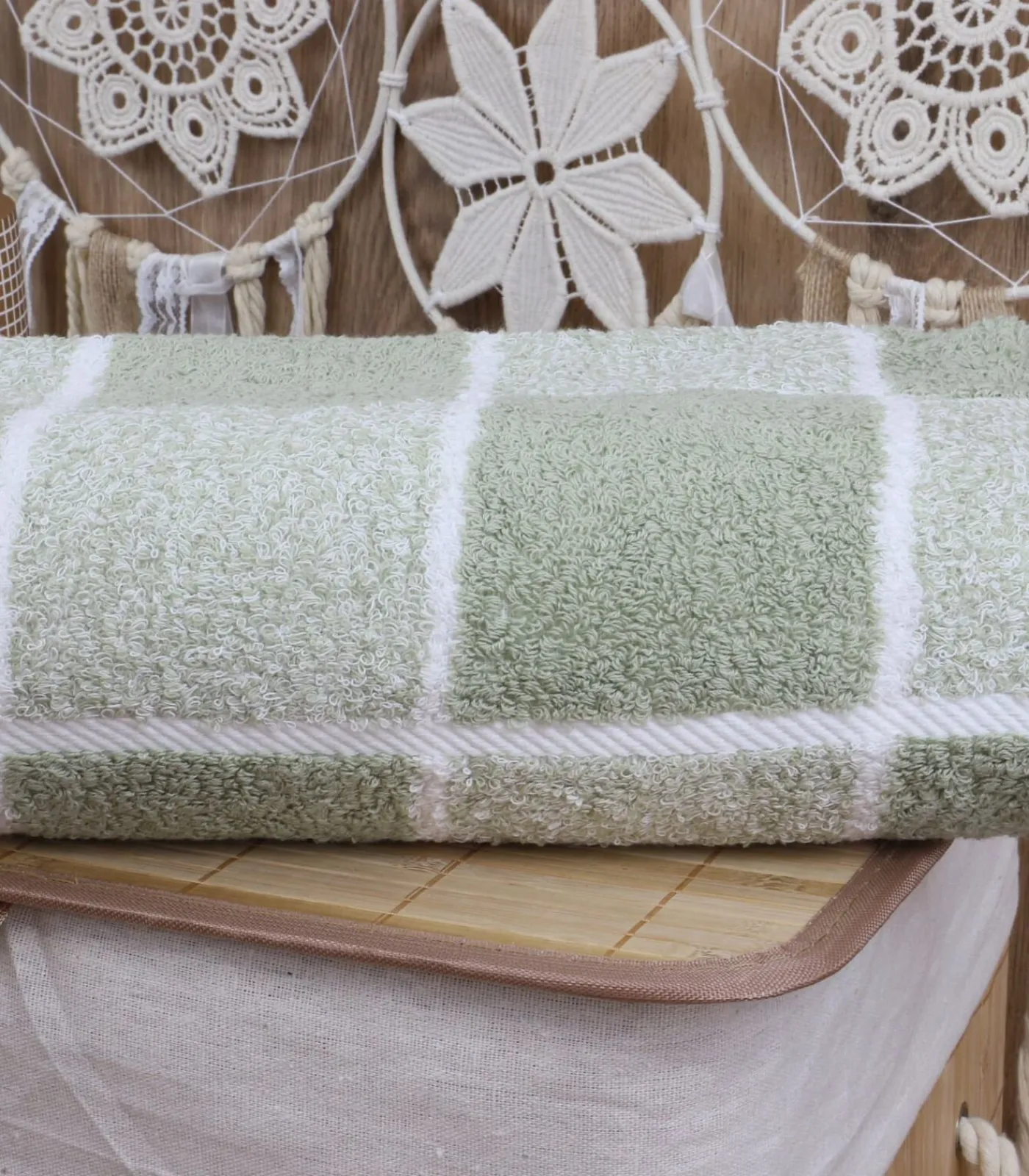 Best Katoenen geruit badstof douchelaken 70x140 cm Handdoeken