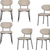 Outlet Kjeld Eetkamerstoelen - Polyester - Naturel - Set van 6 Stoelen