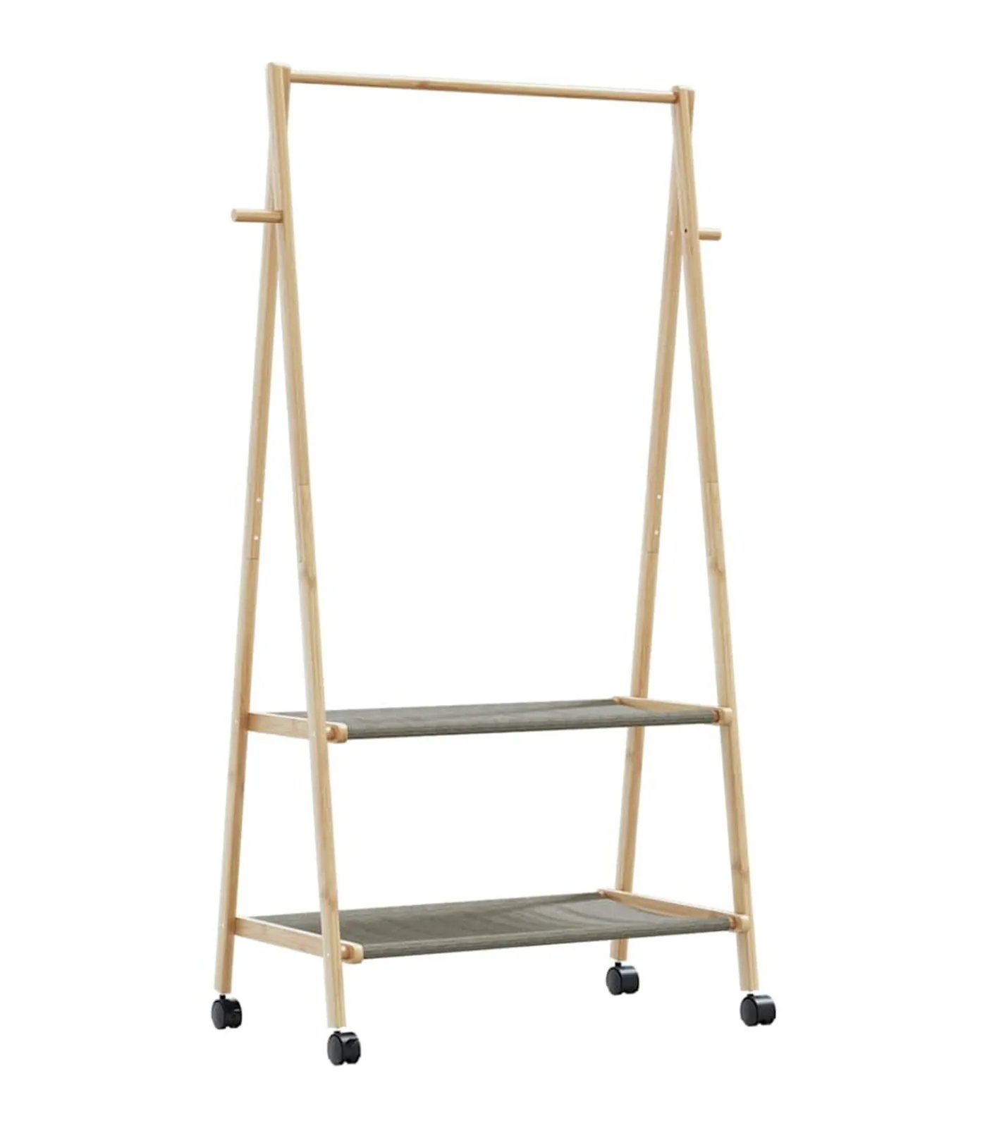 New Kledingrek met schappen en wielen 96x45,5x155,5 cm bamboe Organiseren