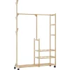 Online Kledingrek met schappen en wielen 100x38x175,5 cm bamboe Organiseren
