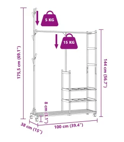 Online Kledingrek met schappen en wielen 100x38x175,5 cm bamboe Organiseren