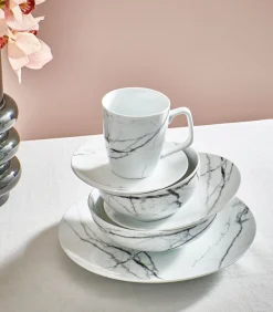 Hot Kom 18xH6cm marble Stone - set/4 Tafelgerei