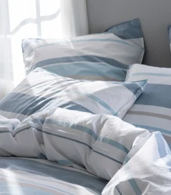 Outlet Kussensloop van gewassen katoenperkal, HORIZON BAYADÈRE Kussenslopen