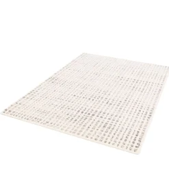 Discount Laagpolig vloerkleed met ecru vierkant patroon 120 x 170 cm Tapijten