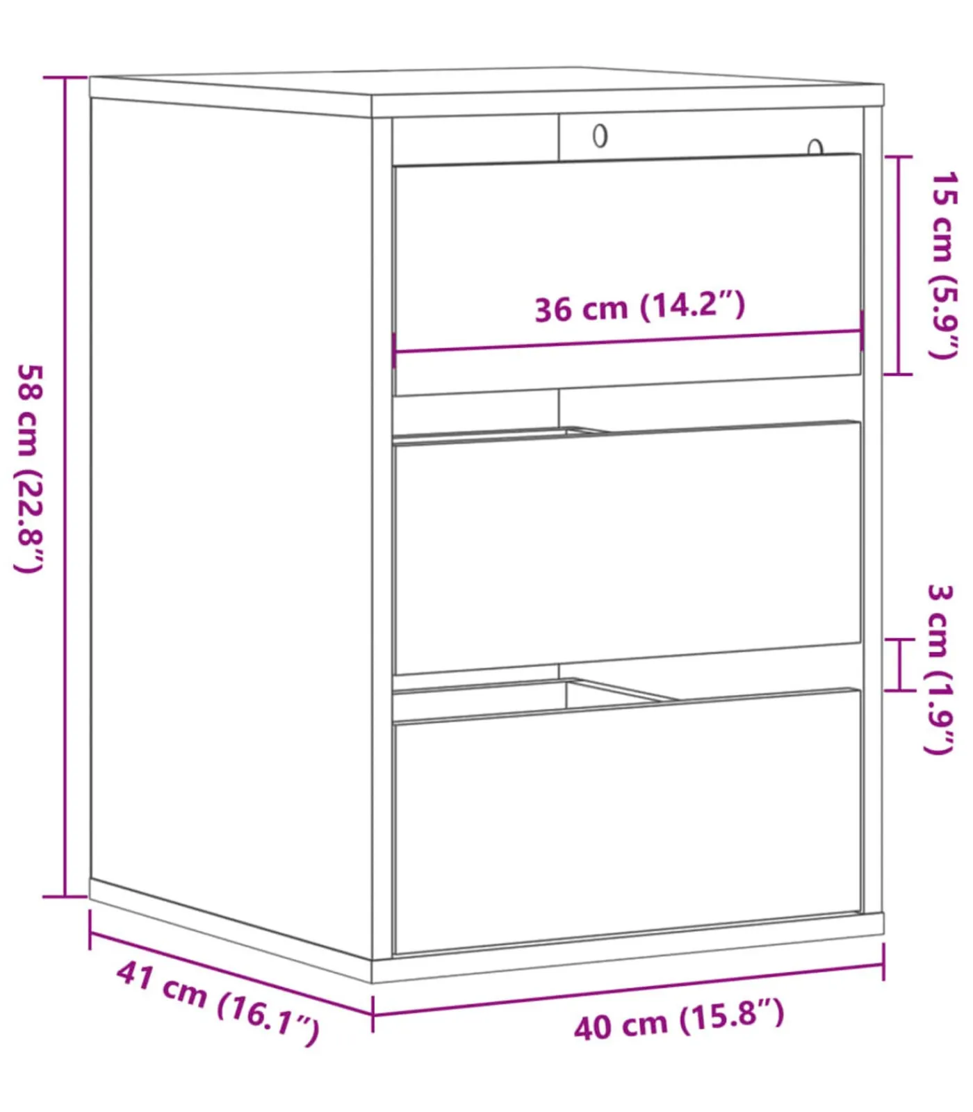 Outlet Ladekast 40x41x58 cm bewerkt hout bruin eikenkleurig Meubels