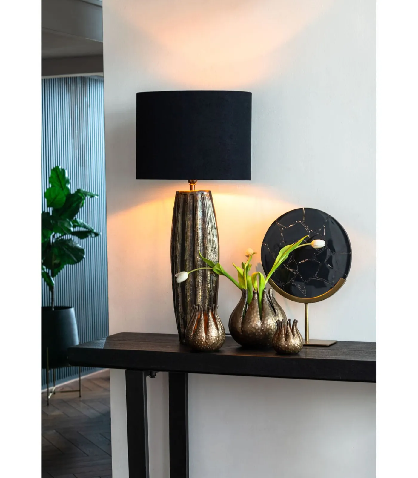 Best Lampenkap Ovaal Velours - Zwart - 30x15x25cm Lampenkappen