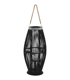 New Lantaarnhouder hangend 60 cm bamboe zwart Kaarsen & Kaarshouders