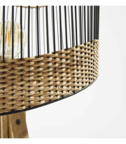 Hot Lantaarnpaal van massief mangohout en rotan Vloerlampen