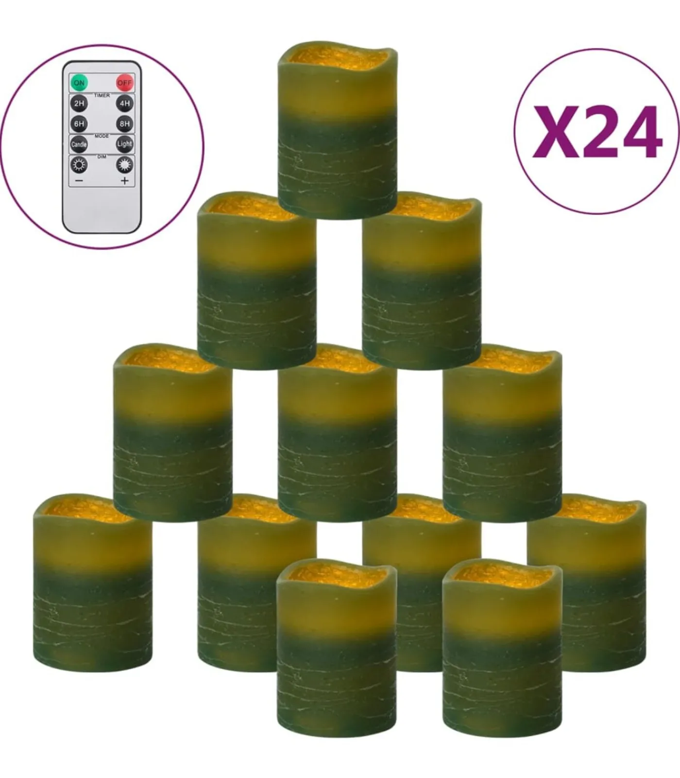 LED-kaarsen vlamloos met afstandsbediening 24 st warmwit Kaarsen & Kaarshouders