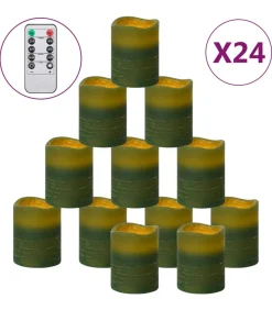 LED-kaarsen vlamloos met afstandsbediening 24 st warmwit Kaarsen & Kaarshouders