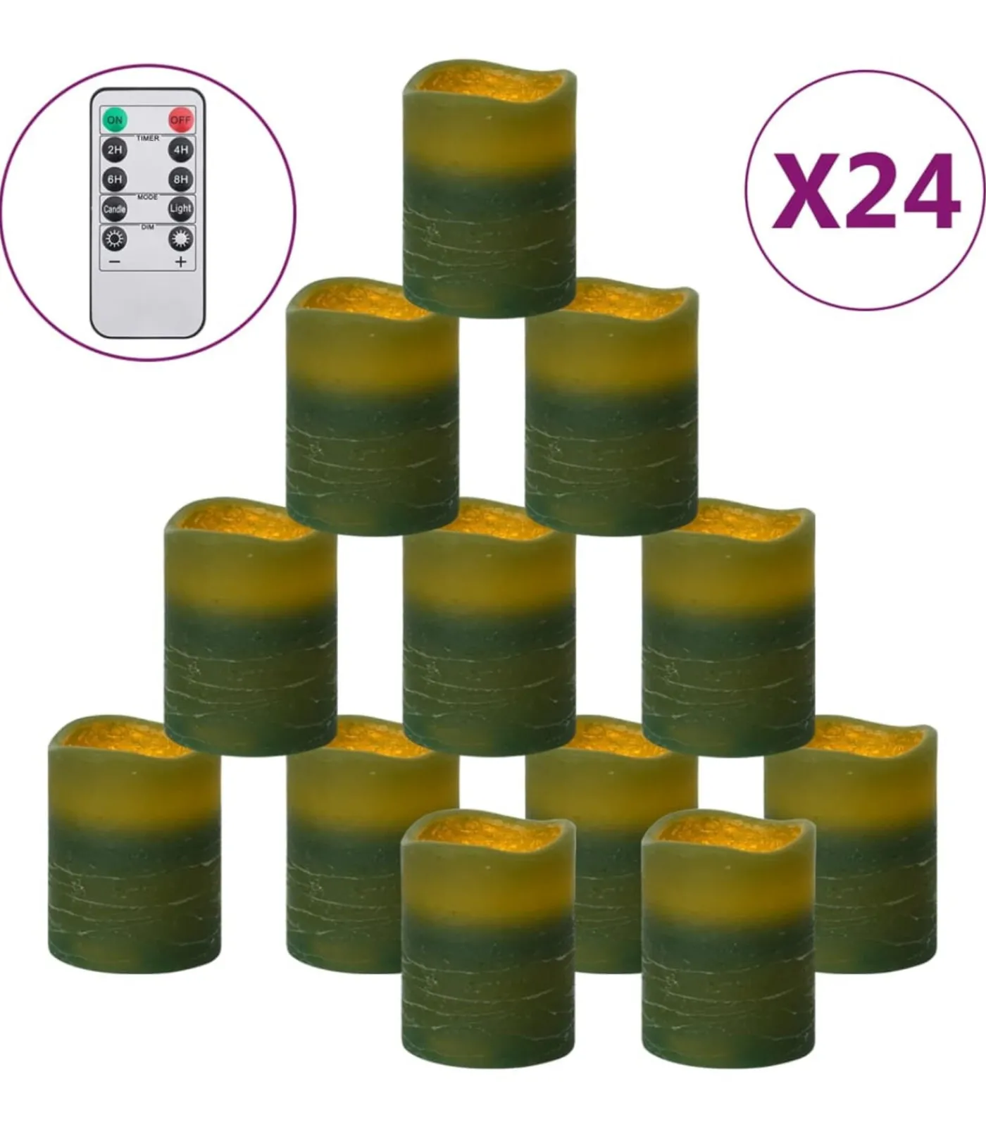 LED-kaarsen vlamloos met afstandsbediening 24 st warmwit Kaarsen & Kaarshouders