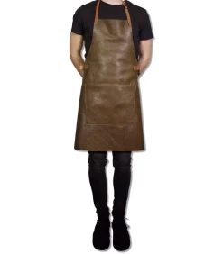 Outlet Leer - Luxe - Handgemaakt - BBQ - Barbecueschort - Keukenschort - Vintage /Cognac Keuken- & Tafellinnen