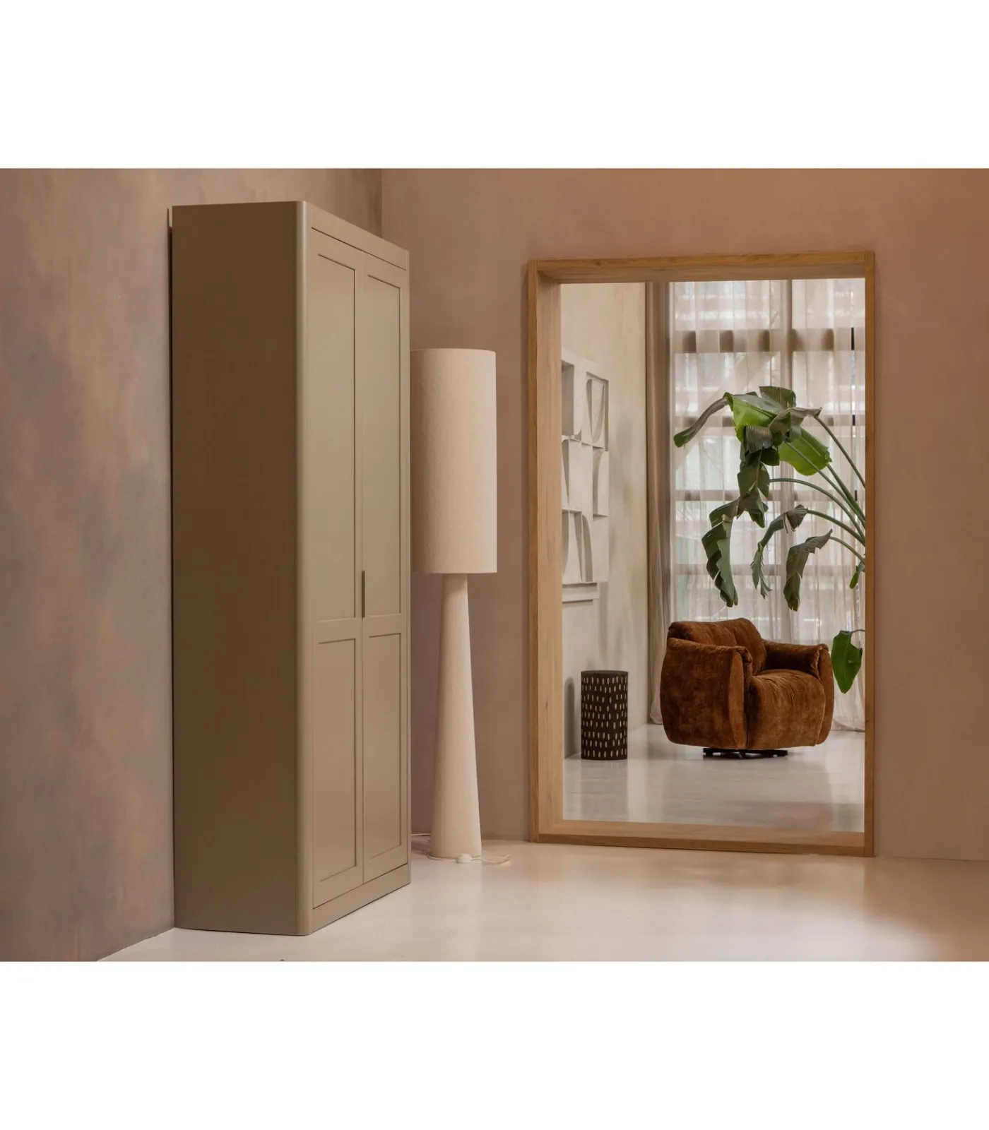 Hot Loft Vloerlamp - Metaal/Bouclé - Naturel - 187xØ35 cm Vloerlampen